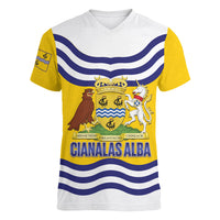 Cianalas Alba Outer Hebrides Women V-Neck T-Shirt Scotland Western Isles Flag Color