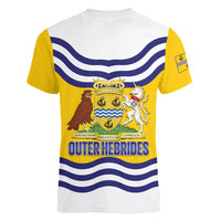 Cianalas Alba Outer Hebrides Women V-Neck T-Shirt Scotland Western Isles Flag Color