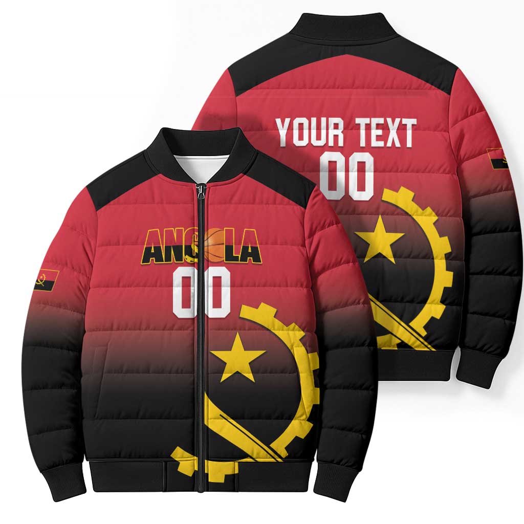 Angola Basketball Custom Bomber Puffer Jacket Go Champions Angolan - Wonder Print Shop