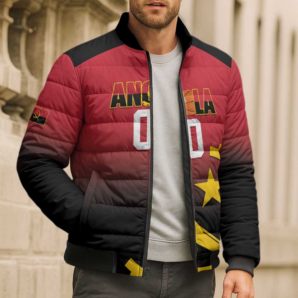 Angola Basketball Custom Bomber Puffer Jacket Go Champions Angolan - Wonder Print Shop