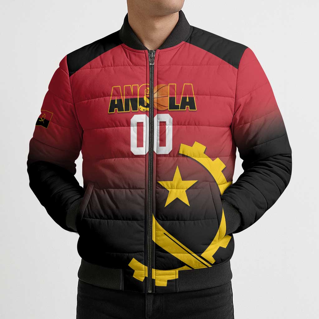 Angola Basketball Custom Bomber Puffer Jacket Go Champions Angolan - Wonder Print Shop