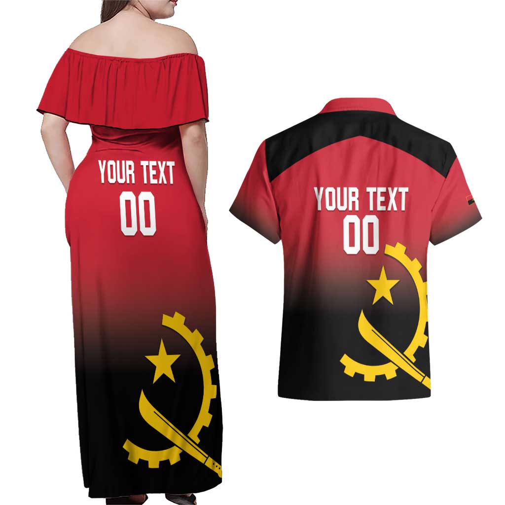 Angola Basketball Custom Couples Matching Off Shoulder Maxi Dress and Hawaiian Shirt Go Champions Angolan - Wonder Print Shop