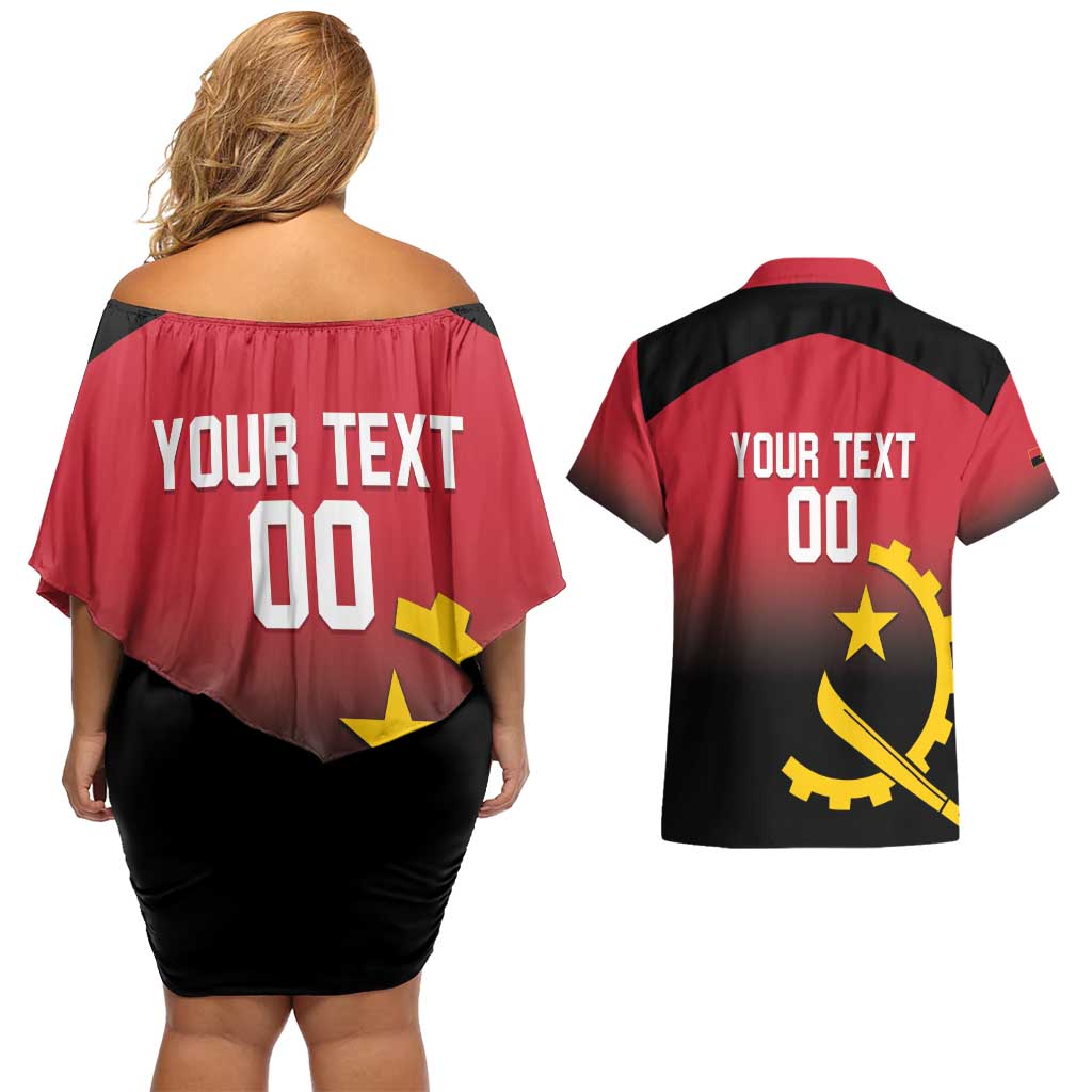 Angola Basketball Custom Couples Matching Off Shoulder Short Dress and Hawaiian Shirt Go Champions Angolan - Wonder Print Shop