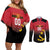 Angola Basketball Custom Couples Matching Off Shoulder Short Dress and Long Sleeve Button Shirt Go Champions Angolan - Wonder Print Shop