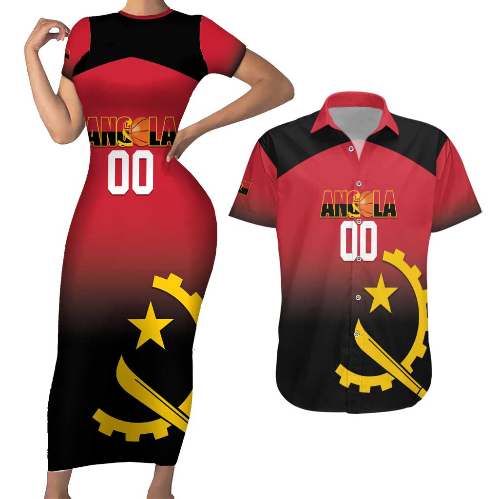 Angola Basketball Custom Couples Matching Short Sleeve Bodycon Dress and Hawaiian Shirt Go Champions Angolan - Wonder Print Shop