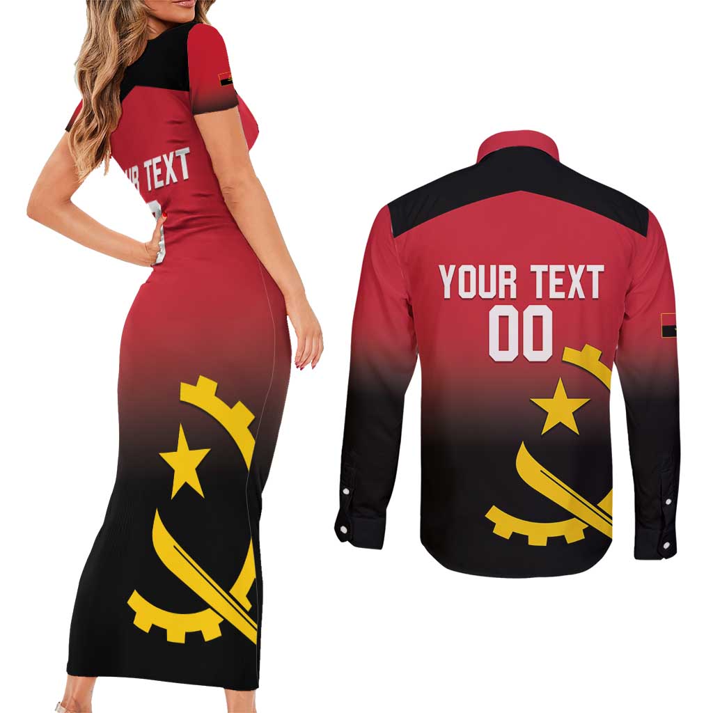 Angola Basketball Custom Couples Matching Short Sleeve Bodycon Dress and Long Sleeve Button Shirt Go Champions Angolan - Wonder Print Shop