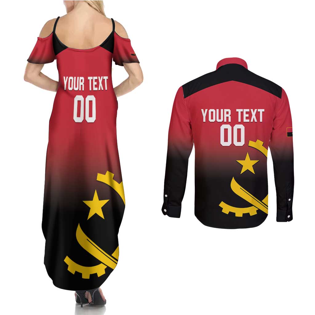 Angola Basketball Custom Couples Matching Summer Maxi Dress and Long Sleeve Button Shirt Go Champions Angolan - Wonder Print Shop