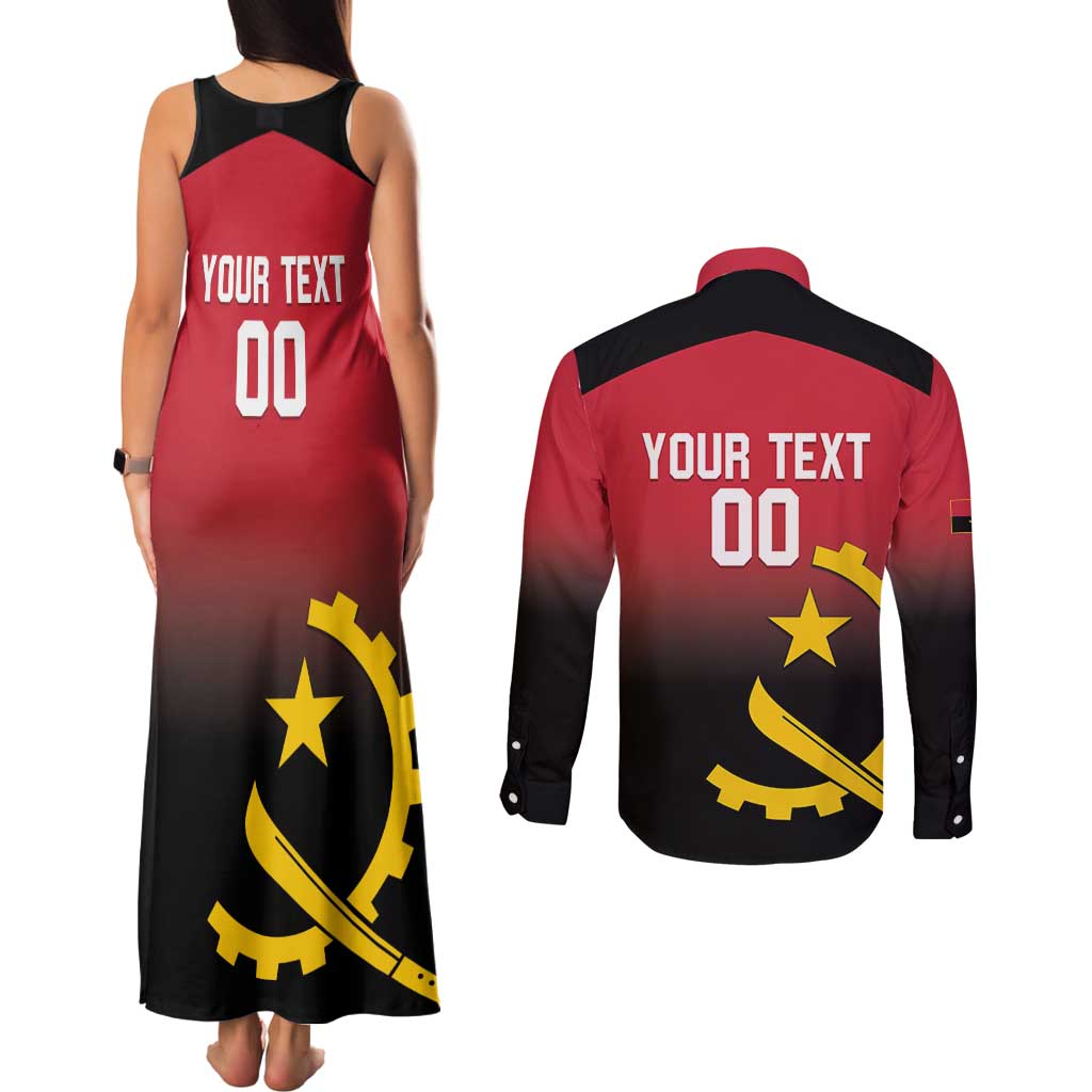 Angola Basketball Custom Couples Matching Tank Maxi Dress and Long Sleeve Button Shirt Go Champions Angolan - Wonder Print Shop