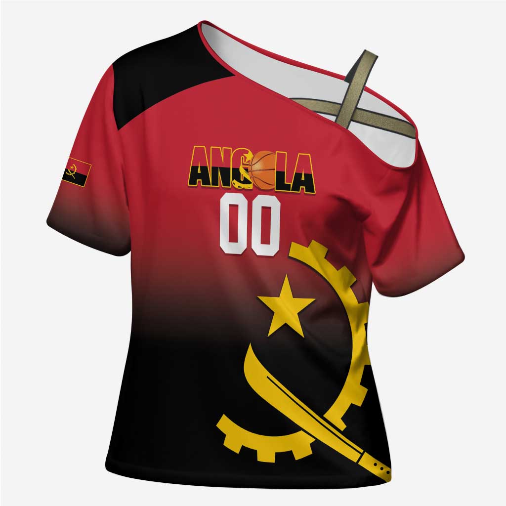 Angola Basketball Custom Cross Shoulder Shirt Go Champions Angolan - Wonder Print Shop