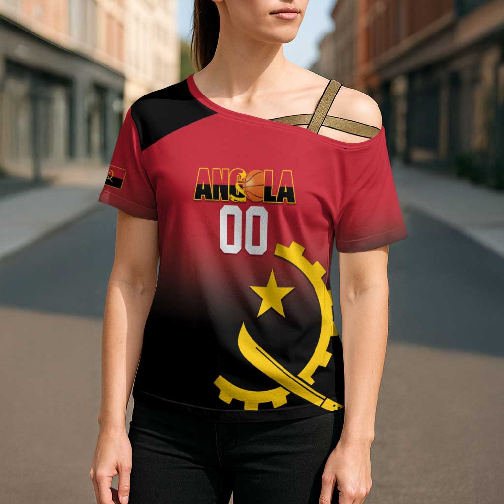 Angola Basketball Custom Cross Shoulder Shirt Go Champions Angolan - Wonder Print Shop