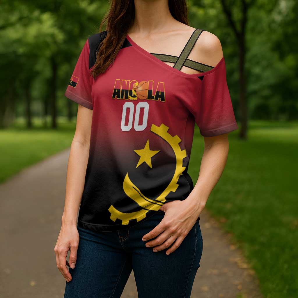 Angola Basketball Custom Cross Shoulder Shirt Go Champions Angolan - Wonder Print Shop
