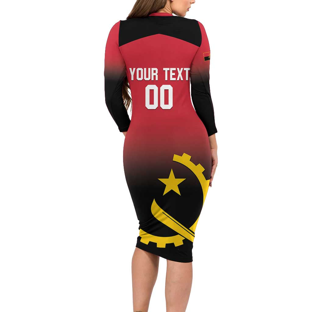 Angola Basketball Custom Family Matching Long Sleeve Bodycon Dress and Hawaiian Shirt Go Champions Angolan - Wonder Print Shop