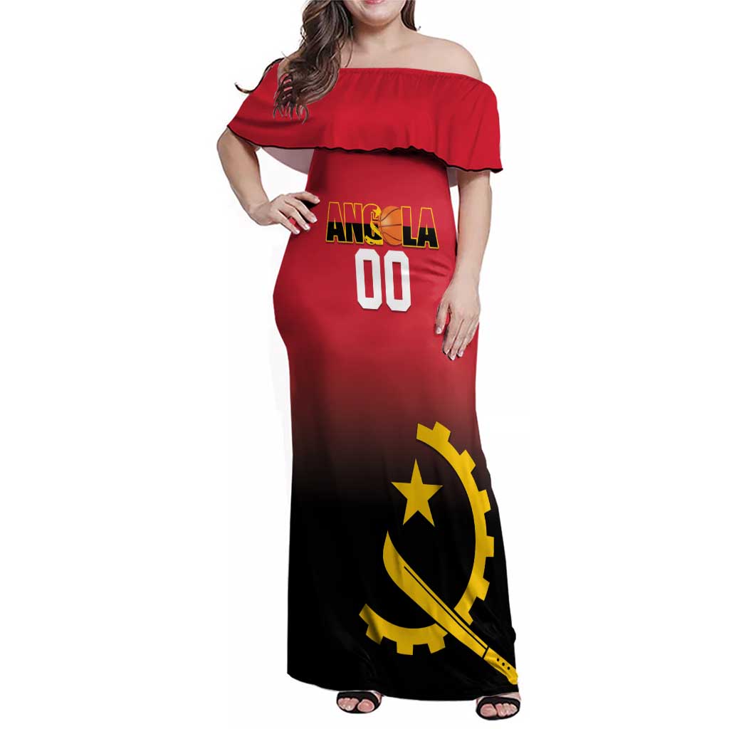 Angola Basketball Custom Family Matching Off Shoulder Maxi Dress and Hawaiian Shirt Go Champions Angolan - Wonder Print Shop