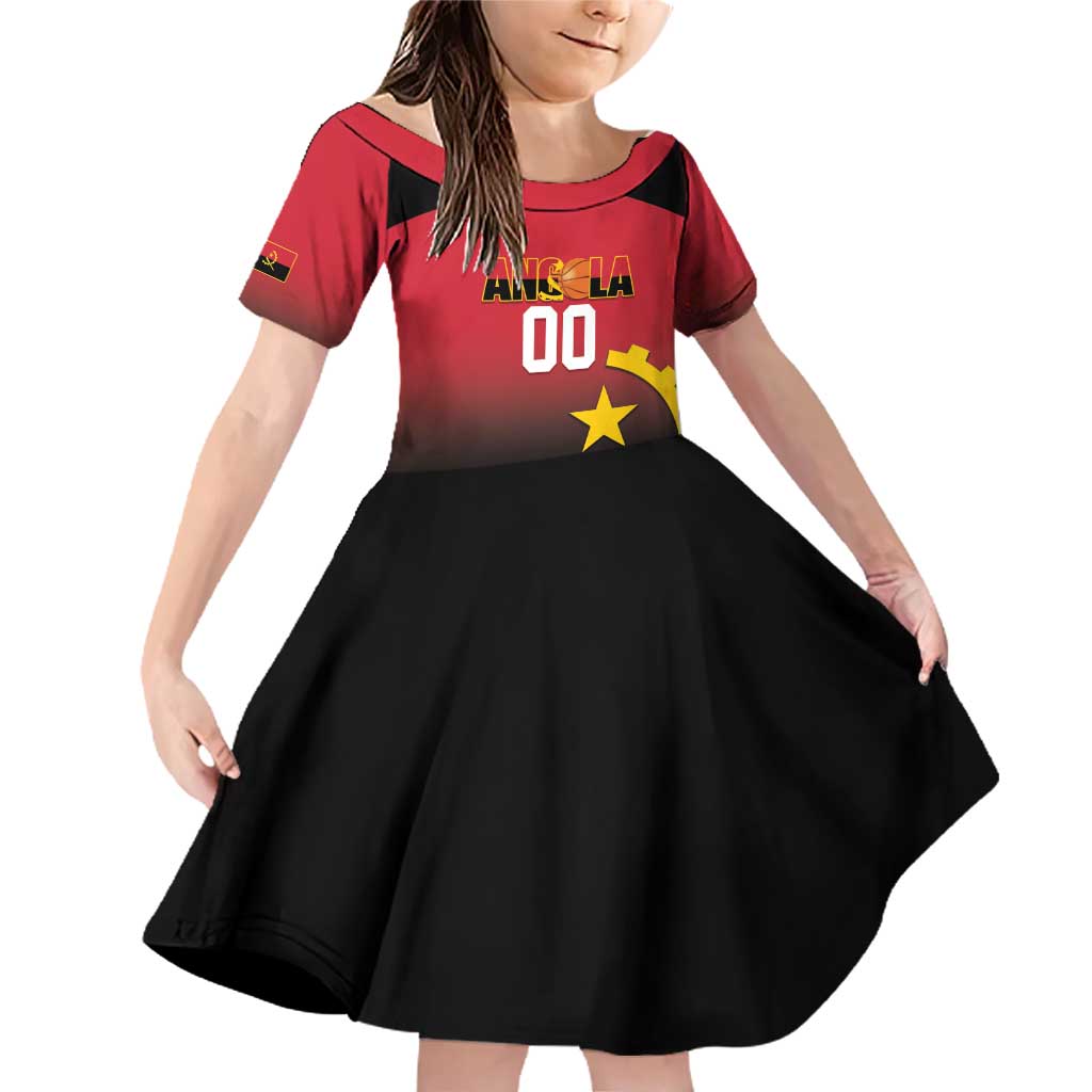 Angola Basketball Custom Family Matching Off Shoulder Short Dress and Hawaiian Shirt Go Champions Angolan - Wonder Print Shop