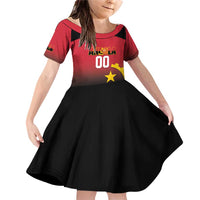 Angola Basketball Custom Family Matching Off Shoulder Short Dress and Hawaiian Shirt Go Champions Angolan - Wonder Print Shop