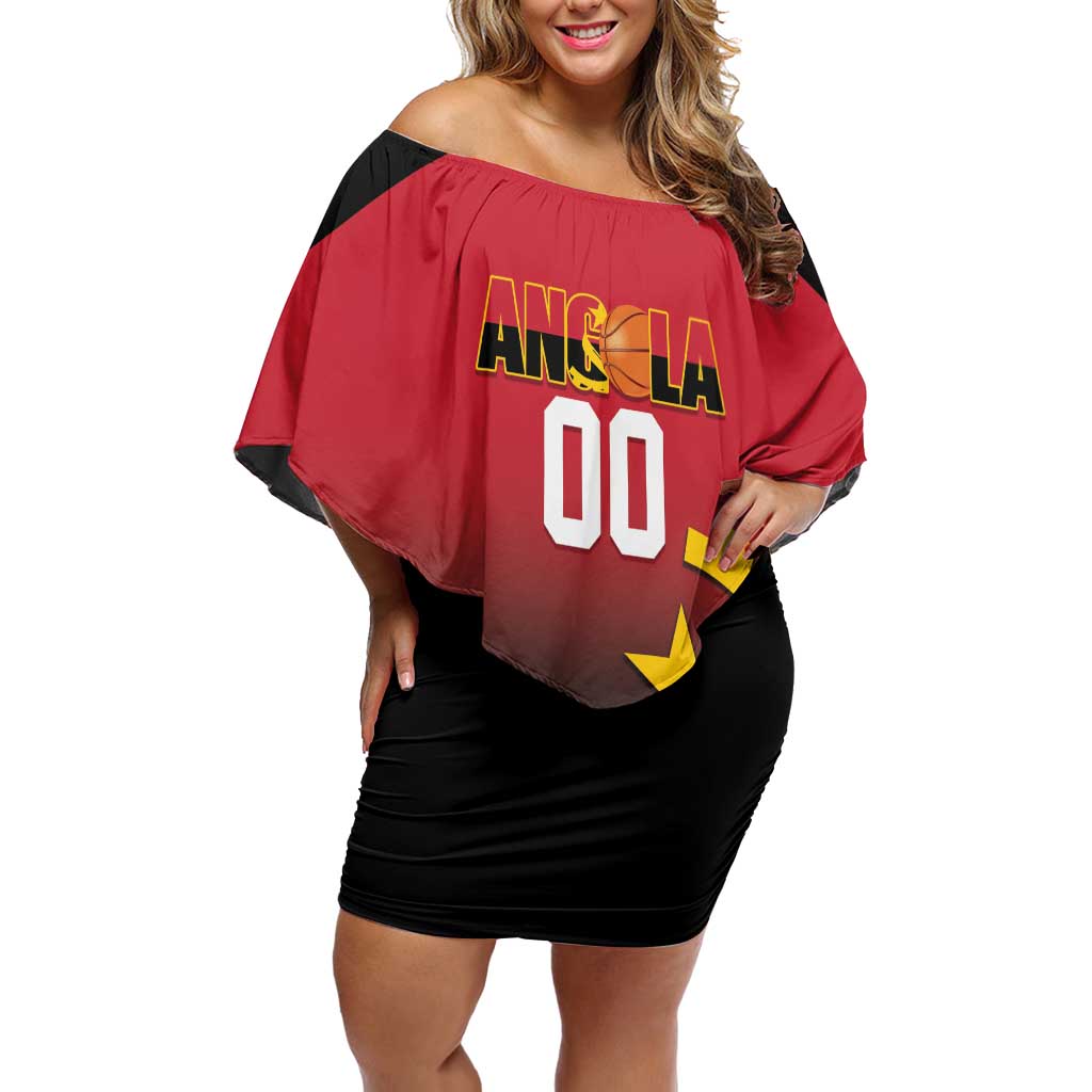 Angola Basketball Custom Family Matching Off Shoulder Short Dress and Hawaiian Shirt Go Champions Angolan - Wonder Print Shop