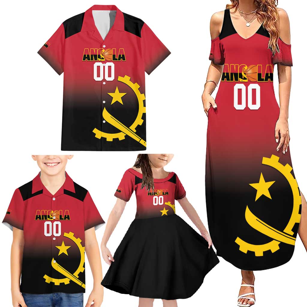 Angola Basketball Custom Family Matching Summer Maxi Dress and Hawaiian Shirt Go Champions Angolan - Wonder Print Shop