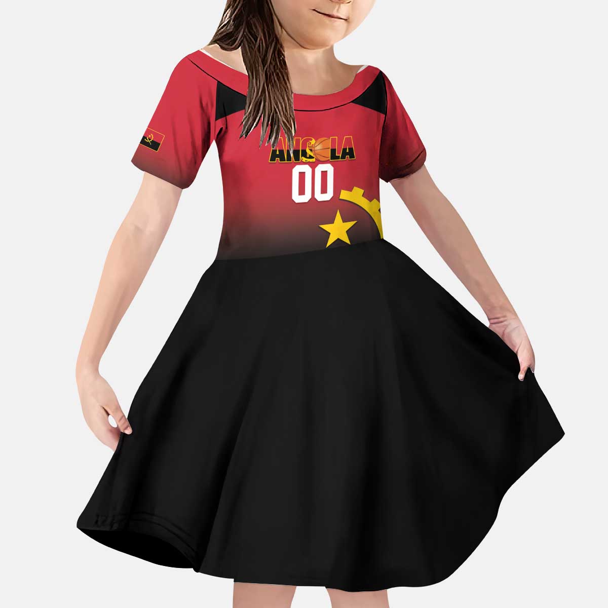 Angola Basketball Custom Kid Short Sleeve Dress Go Champions Angolan - Wonder Print Shop