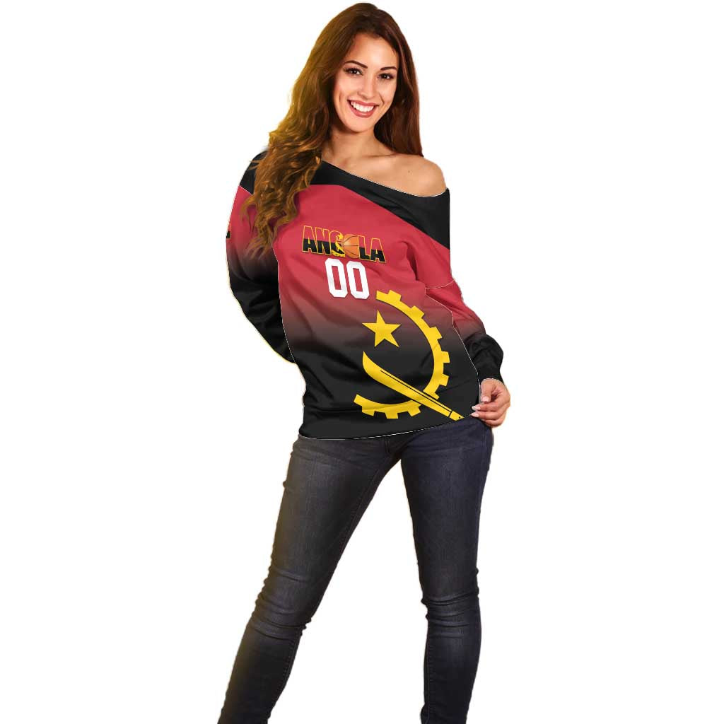 Angola Basketball Custom Off Shoulder Sweater Go Champions Angolan - Wonder Print Shop