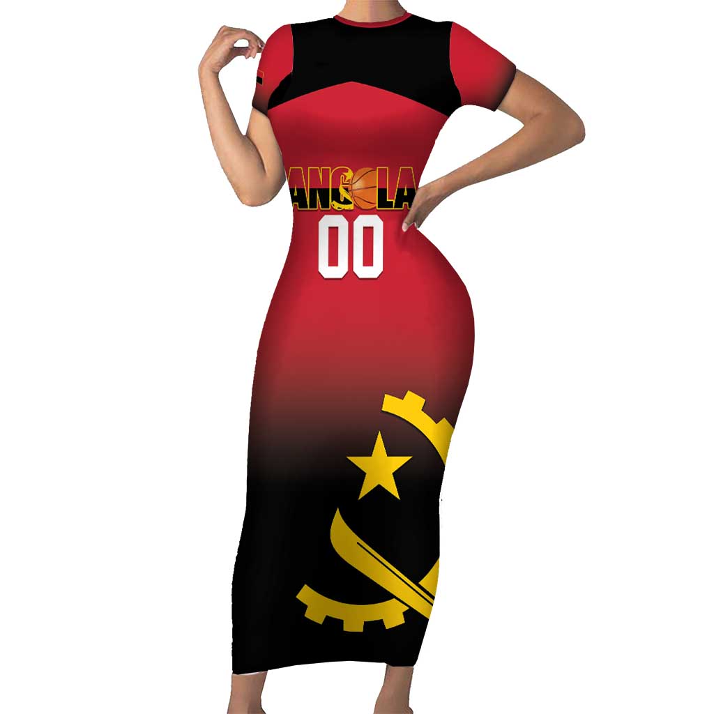 Angola Basketball Custom Short Sleeve Bodycon Dress Go Champions Angolan - Wonder Print Shop