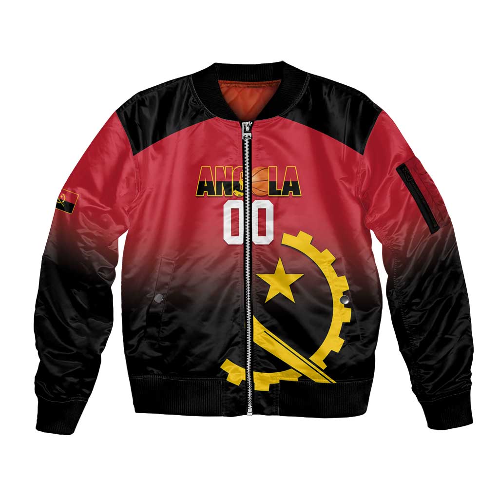 Angola Basketball Custom Sleeve Zip Bomber Jacket Go Champions Angolan - Wonder Print Shop