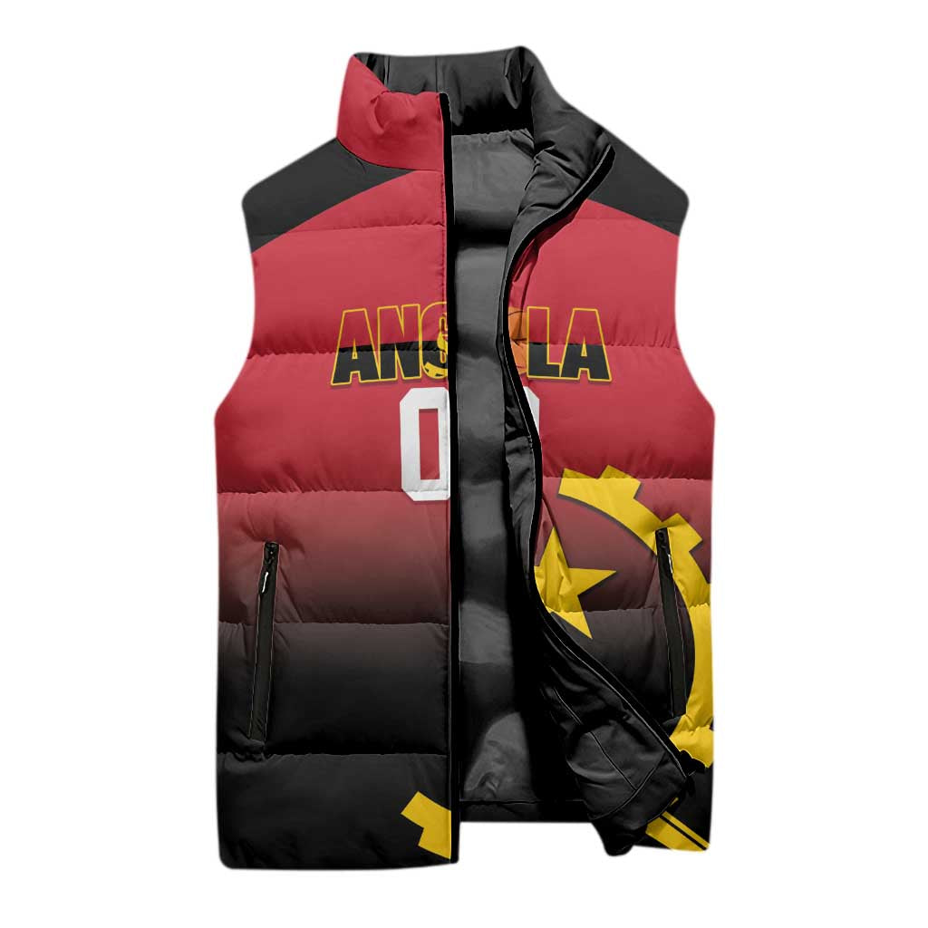Angola Basketball Custom Sleeveless Puffer Jacket Go Champions Angolan - Wonder Print Shop