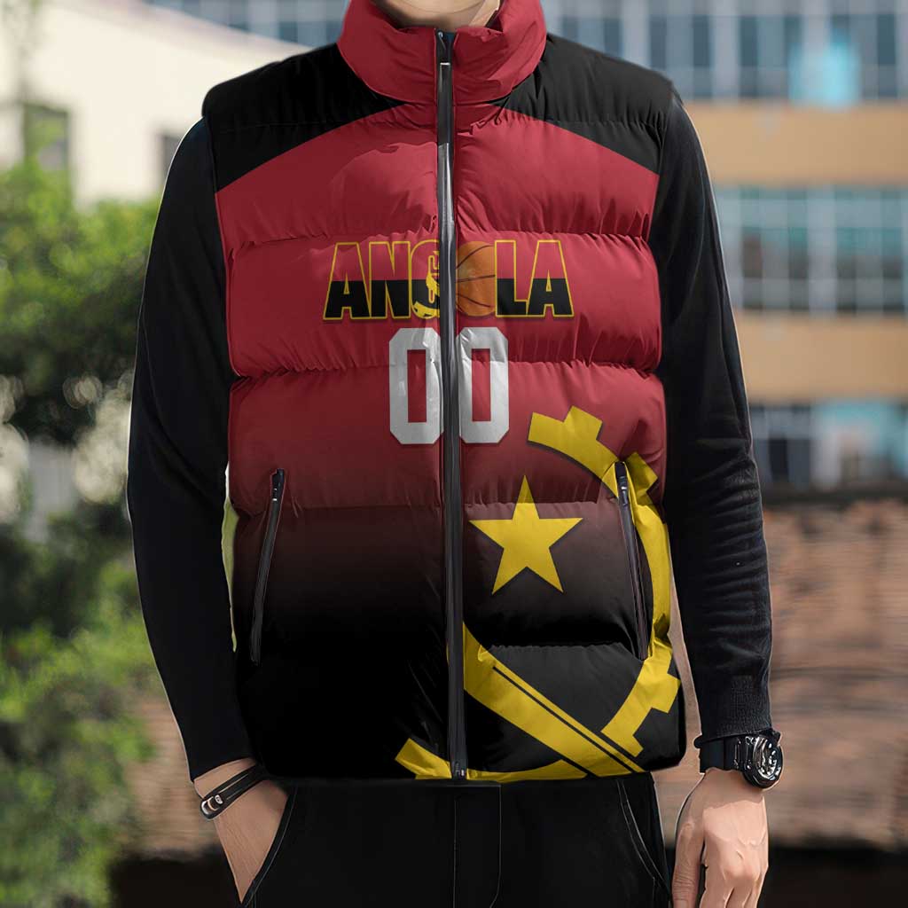 Angola Basketball Custom Sleeveless Puffer Jacket Go Champions Angolan - Wonder Print Shop