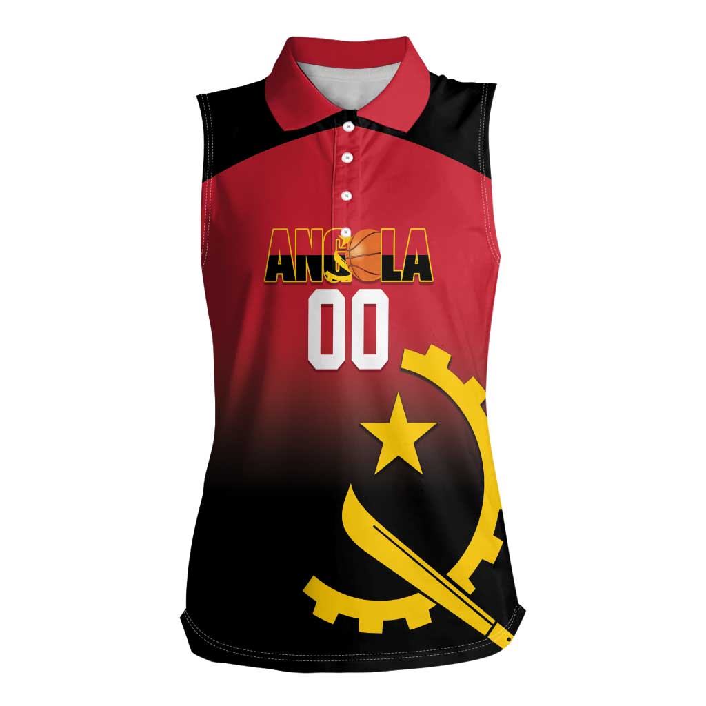Angola Basketball Custom Women Sleeveless Polo Shirt Go Champions Angolan - Wonder Print Shop