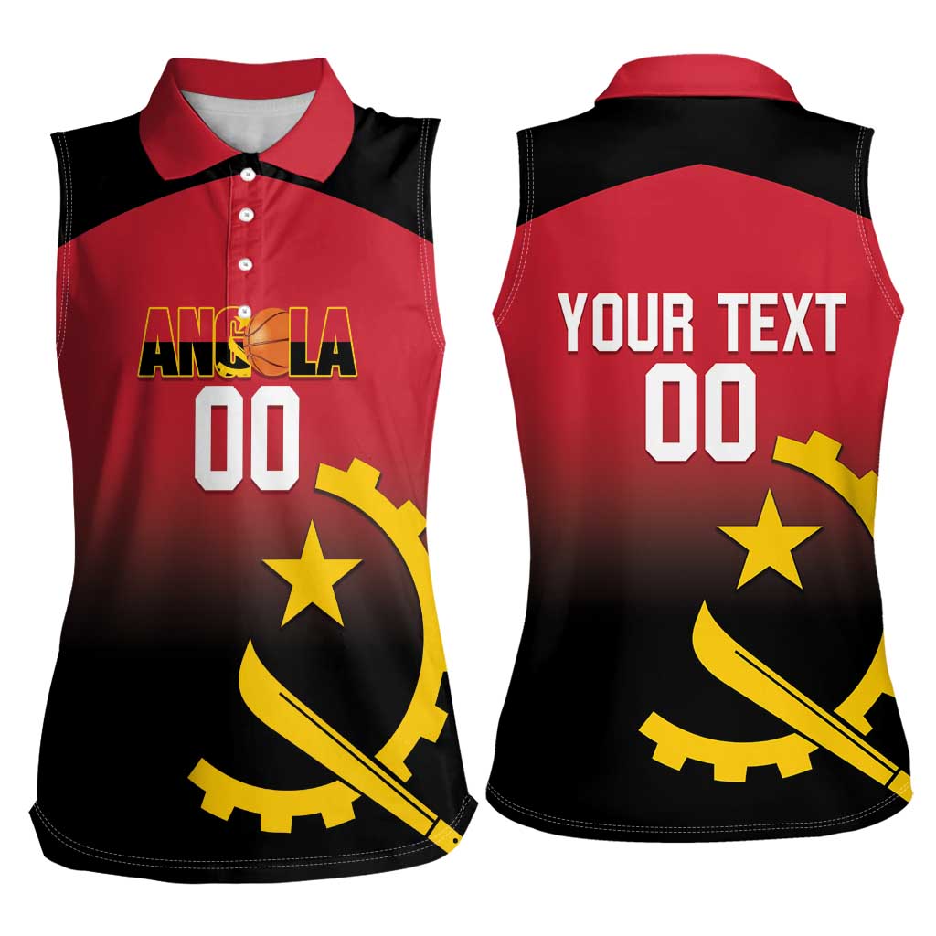 Angola Basketball Custom Women Sleeveless Polo Shirt Go Champions Angolan - Wonder Print Shop