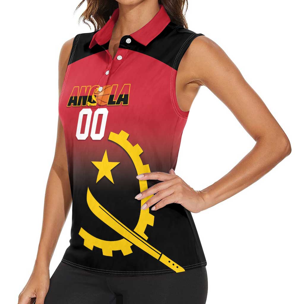 Angola Basketball Custom Women Sleeveless Polo Shirt Go Champions Angolan - Wonder Print Shop