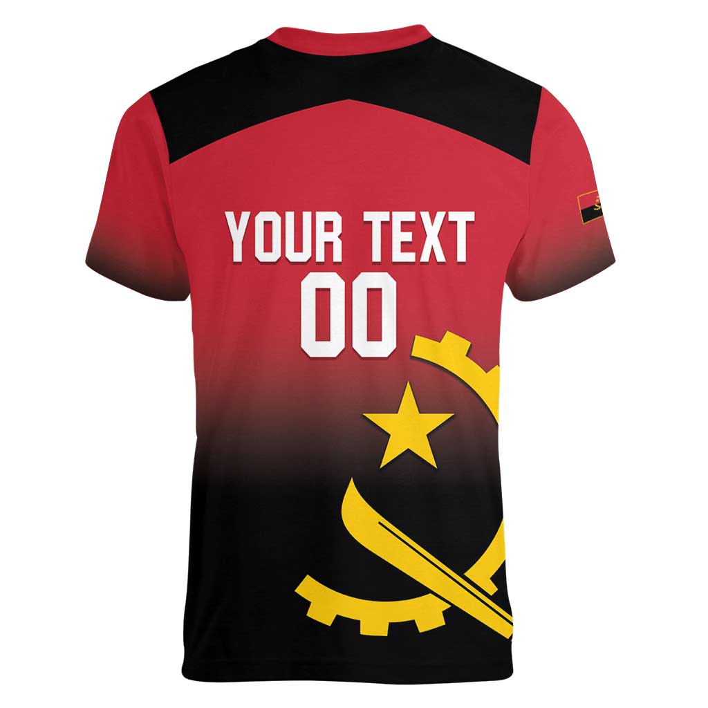 Angola Basketball Custom Women V-Neck T-Shirt Go Champions Angolan - Wonder Print Shop