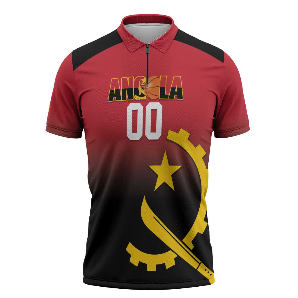 Angola Basketball Custom Zipper Polo Shirt Go Champions Angolan - Wonder Print Shop