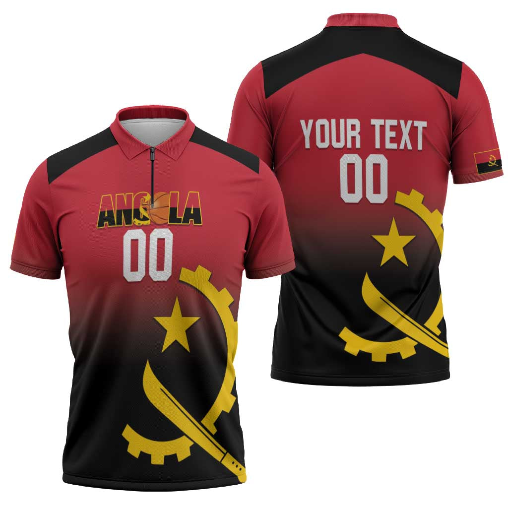 Angola Basketball Custom Zipper Polo Shirt Go Champions Angolan - Wonder Print Shop