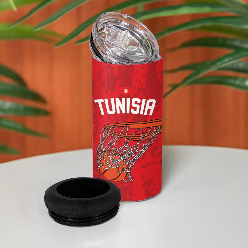 Tunisia Basketball Custom 4 in 1 Can Cooler Tumbler Go Champions Eagles of Carthage - Wonder Print Shop