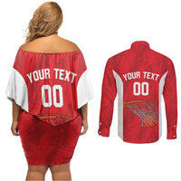 Tunisia Basketball Custom Couples Matching Off Shoulder Short Dress and Long Sleeve Button Shirt Go Champions Eagles of Carthage - Wonder Print Shop
