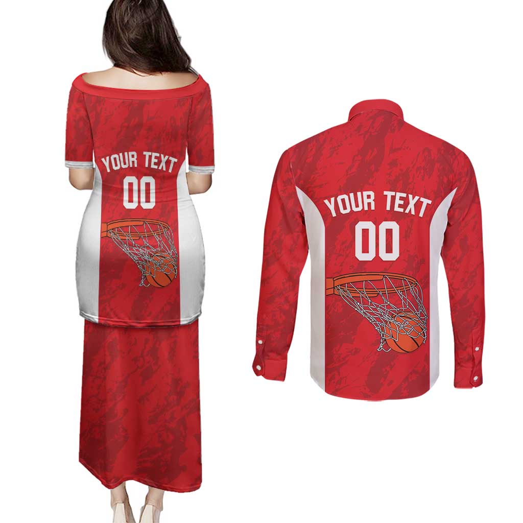 Tunisia Basketball Custom Couples Matching Puletasi and Long Sleeve Button Shirt Go Champions Eagles of Carthage - Wonder Print Shop