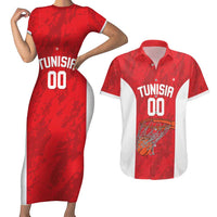 Tunisia Basketball Custom Couples Matching Short Sleeve Bodycon Dress and Hawaiian Shirt Go Champions Eagles of Carthage - Wonder Print Shop