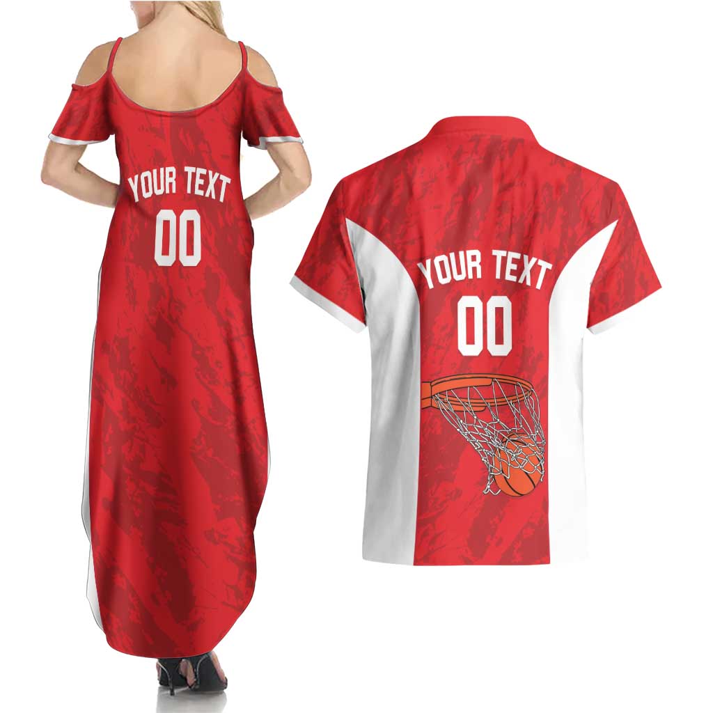 Tunisia Basketball Custom Couples Matching Summer Maxi Dress and Hawaiian Shirt Go Champions Eagles of Carthage - Wonder Print Shop