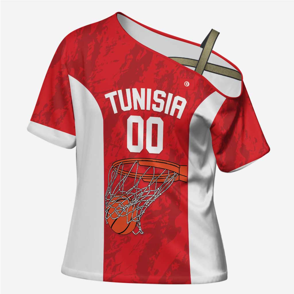 Tunisia Basketball Custom Cross Shoulder Shirt Go Champions Eagles of Carthage - Wonder Print Shop