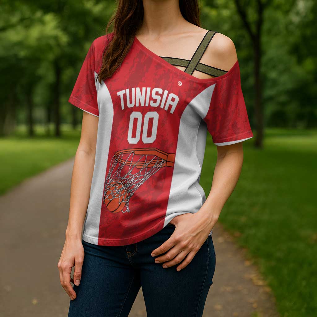 Tunisia Basketball Custom Cross Shoulder Shirt Go Champions Eagles of Carthage - Wonder Print Shop