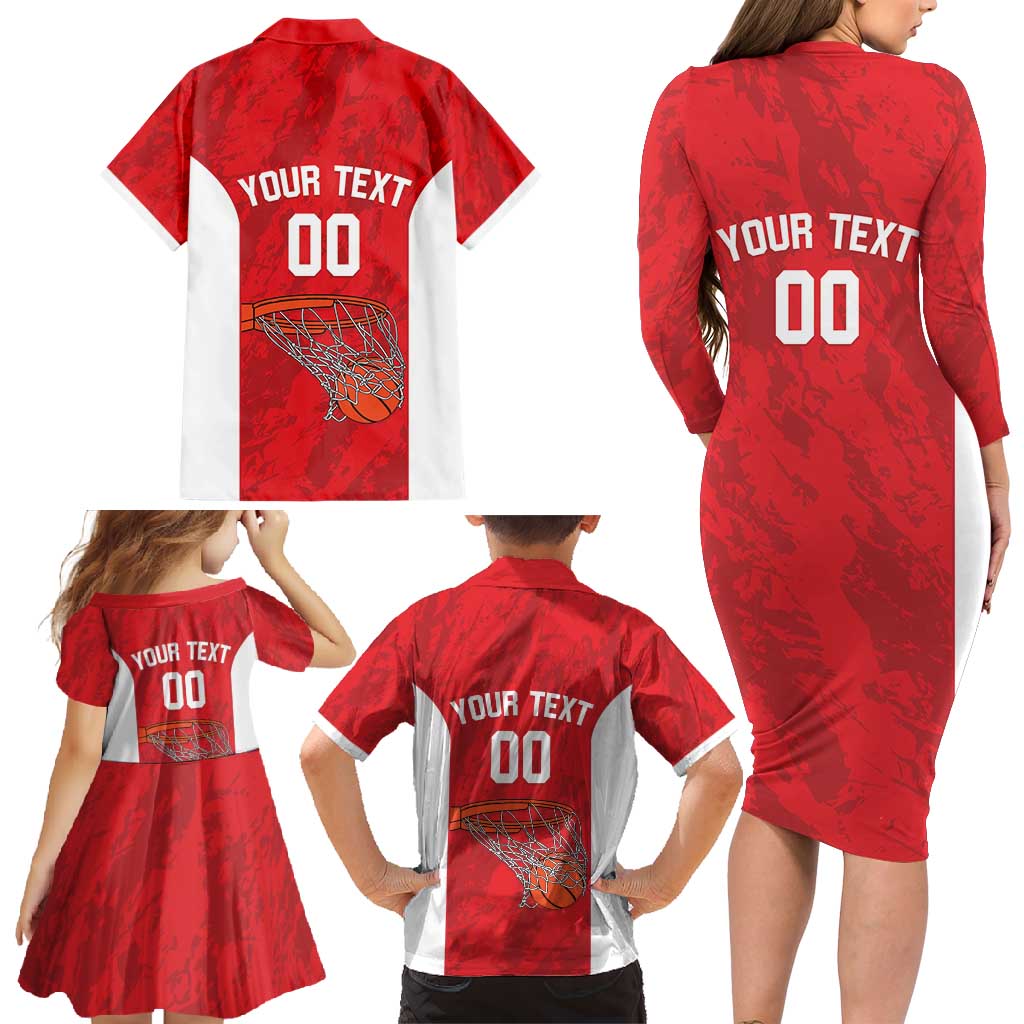 Tunisia Basketball Custom Family Matching Long Sleeve Bodycon Dress and Hawaiian Shirt Go Champions Eagles of Carthage - Wonder Print Shop