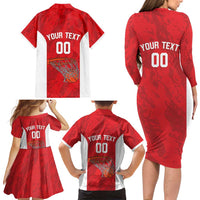 Tunisia Basketball Custom Family Matching Long Sleeve Bodycon Dress and Hawaiian Shirt Go Champions Eagles of Carthage - Wonder Print Shop