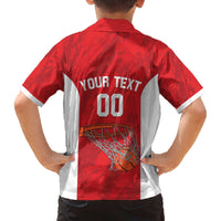 Tunisia Basketball Custom Family Matching Off The Shoulder Long Sleeve Dress and Hawaiian Shirt Go Champions Eagles of Carthage - Wonder Print Shop