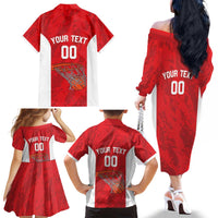 Tunisia Basketball Custom Family Matching Off The Shoulder Long Sleeve Dress and Hawaiian Shirt Go Champions Eagles of Carthage - Wonder Print Shop