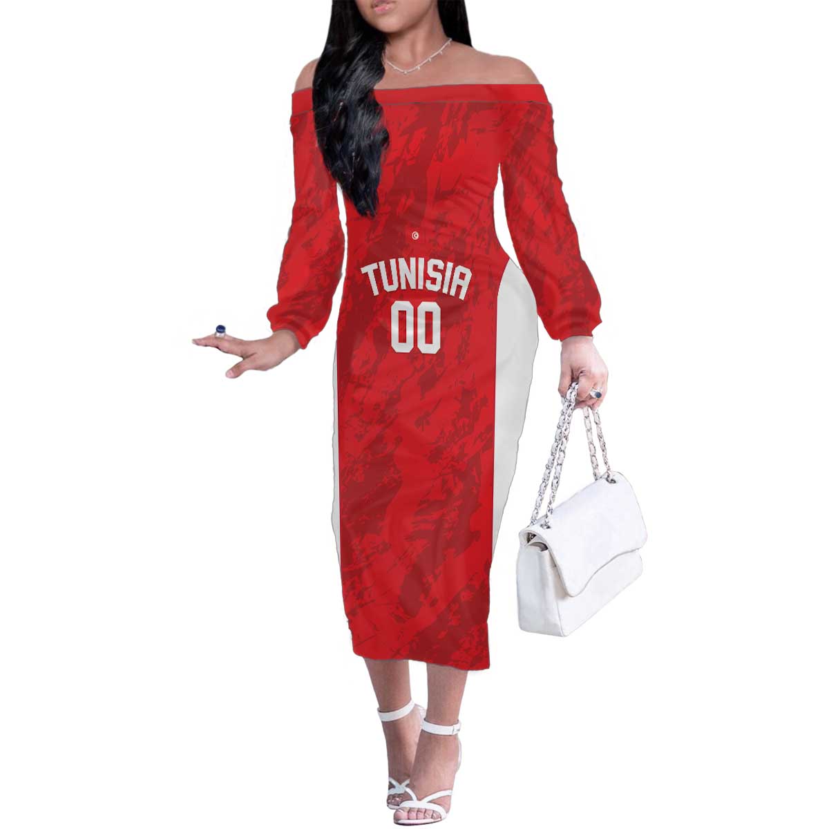 Tunisia Basketball Custom Family Matching Off The Shoulder Long Sleeve Dress and Hawaiian Shirt Go Champions Eagles of Carthage - Wonder Print Shop