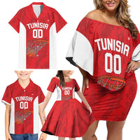 Tunisia Basketball Custom Family Matching Off Shoulder Short Dress and Hawaiian Shirt Go Champions Eagles of Carthage - Wonder Print Shop