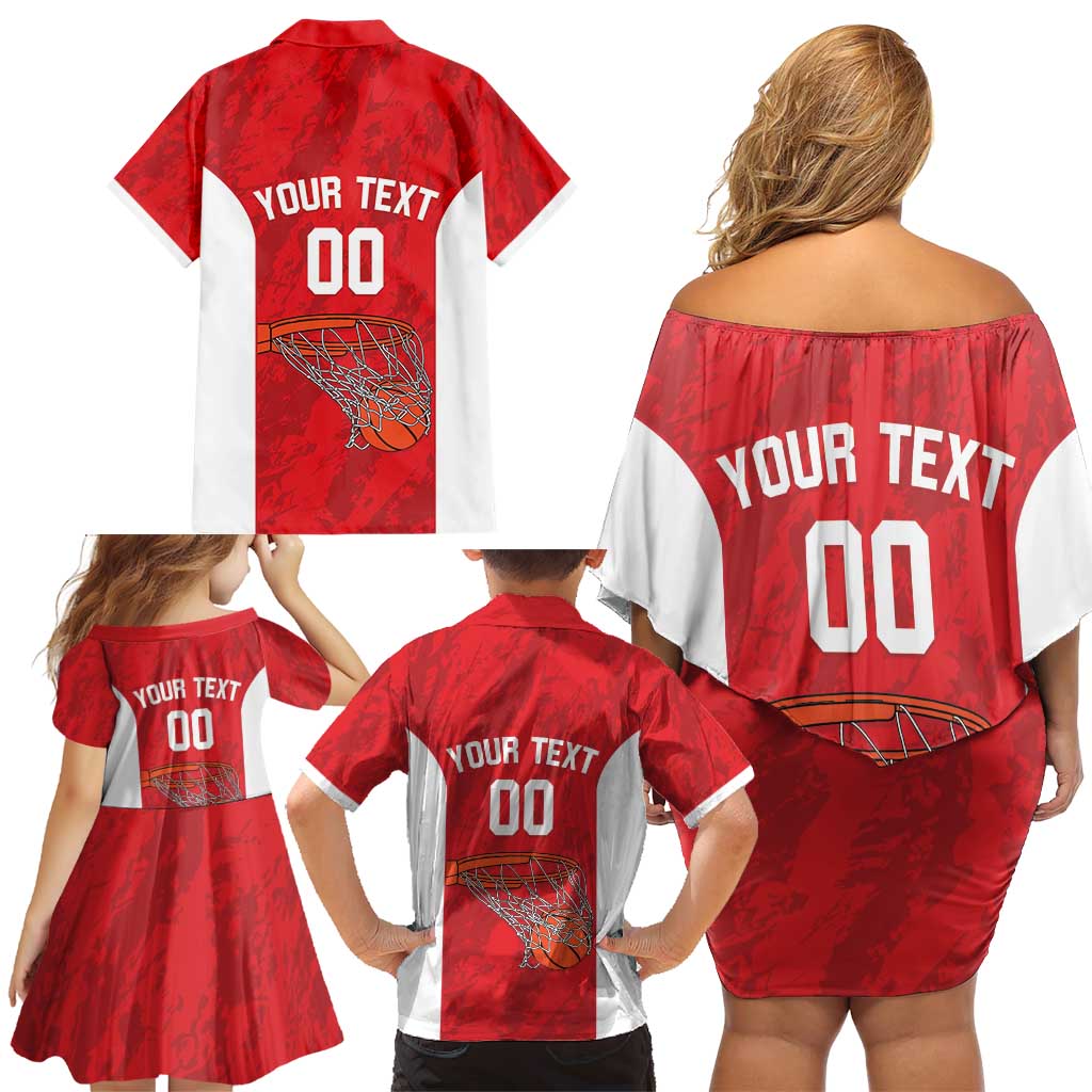Tunisia Basketball Custom Family Matching Off Shoulder Short Dress and Hawaiian Shirt Go Champions Eagles of Carthage - Wonder Print Shop