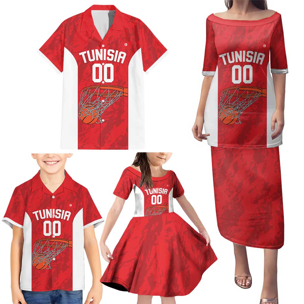 Tunisia Basketball Custom Family Matching Puletasi and Hawaiian Shirt Go Champions Eagles of Carthage - Wonder Print Shop