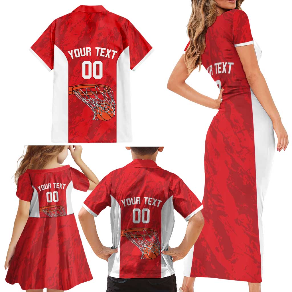 Tunisia Basketball Custom Family Matching Short Sleeve Bodycon Dress and Hawaiian Shirt Go Champions Eagles of Carthage - Wonder Print Shop