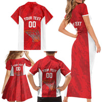 Tunisia Basketball Custom Family Matching Short Sleeve Bodycon Dress and Hawaiian Shirt Go Champions Eagles of Carthage - Wonder Print Shop